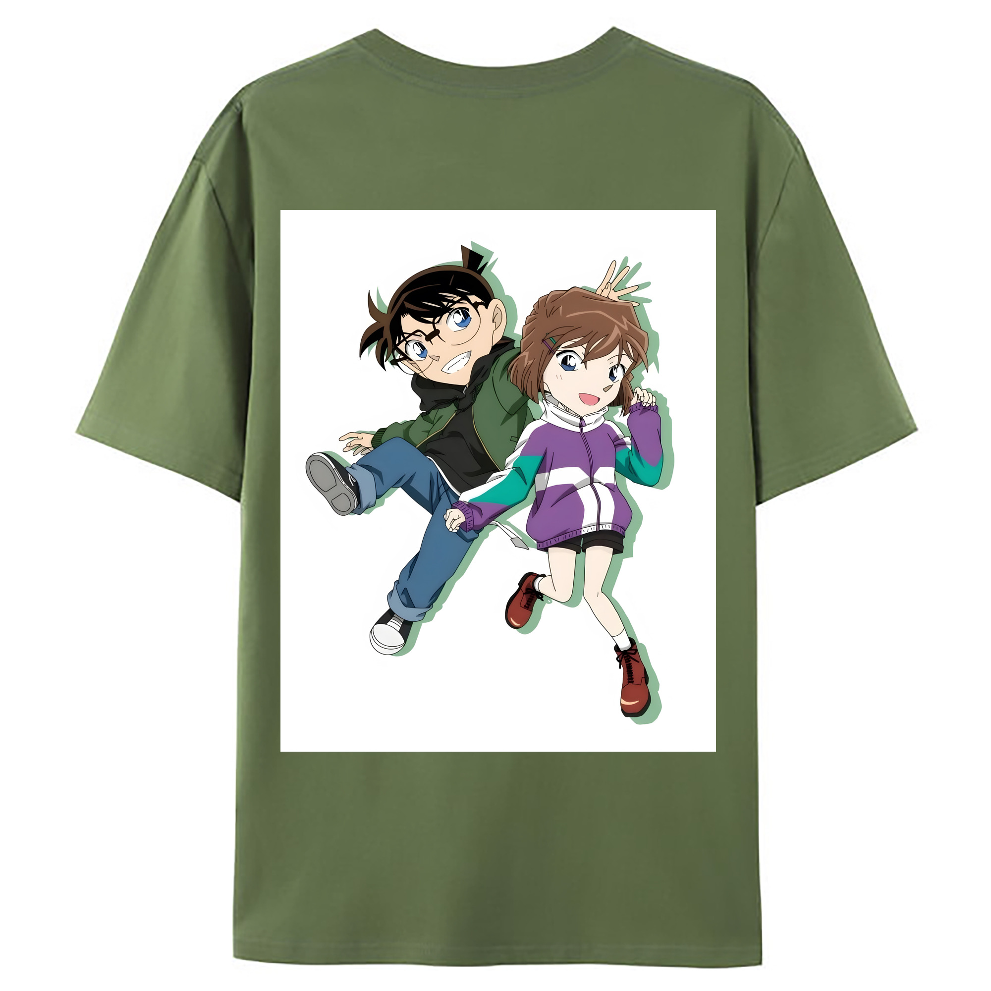 （画像用） 名探偵コナン 灰原 哀 はいばら あい Detective Conan Anita Hailey、Vi Graythorn Haibara Ai 綿100％ メンズ半袖Tシャツ（バックプリント） 通気性